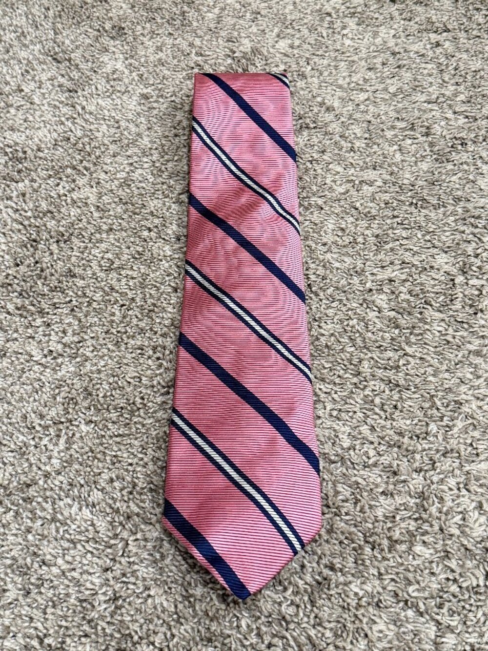 Royal Classic Pink and Navy Stripe Tie All Silk